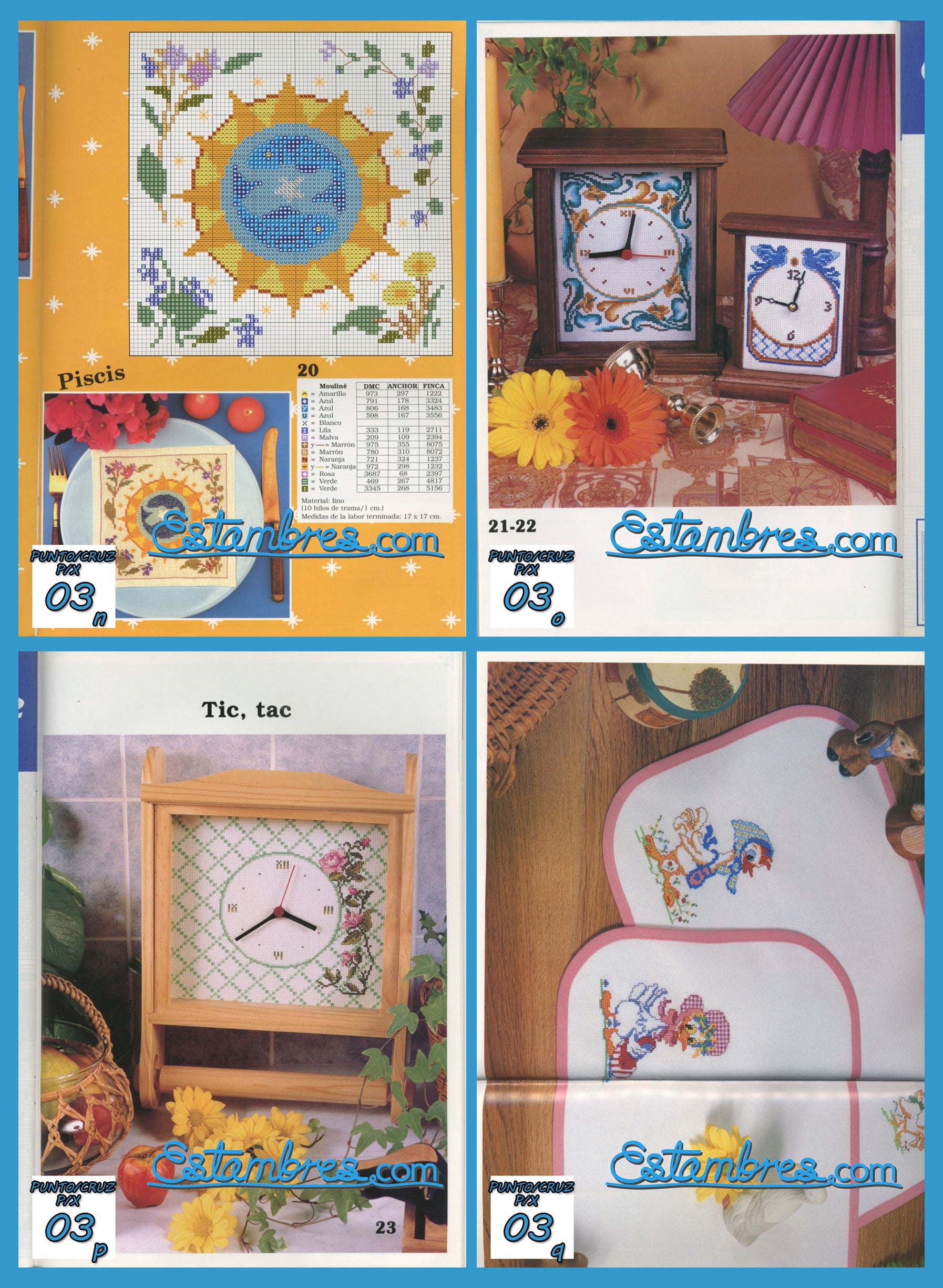 Revista Española de Punto de Cruz de la coleccion Artime, contiene muestras elaboradas en punto de cruz, con sus respectivos esquemas de Punto de Cruz, y su respectiva lista de colores a usar, para cada grafico.