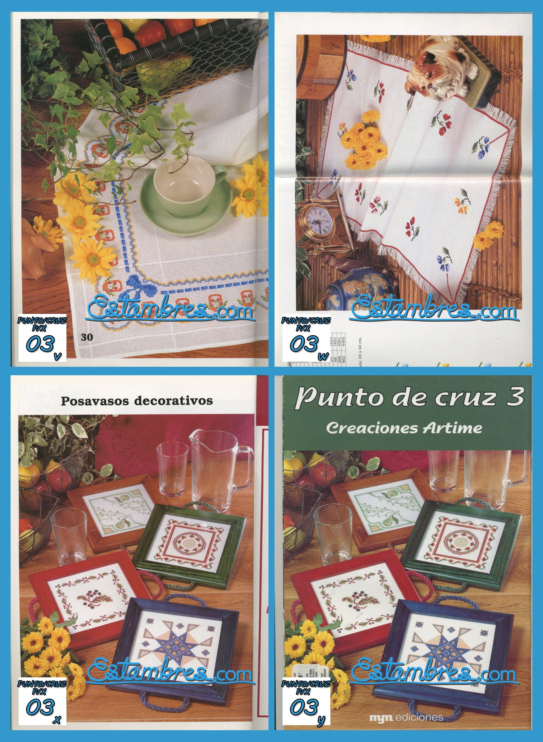 Revista Española de Punto de Cruz de la coleccion Artime, contiene muestras elaboradas en punto de cruz, con sus respectivos esquemas de Punto de Cruz, y su respectiva lista de colores a usar, para cada grafico.