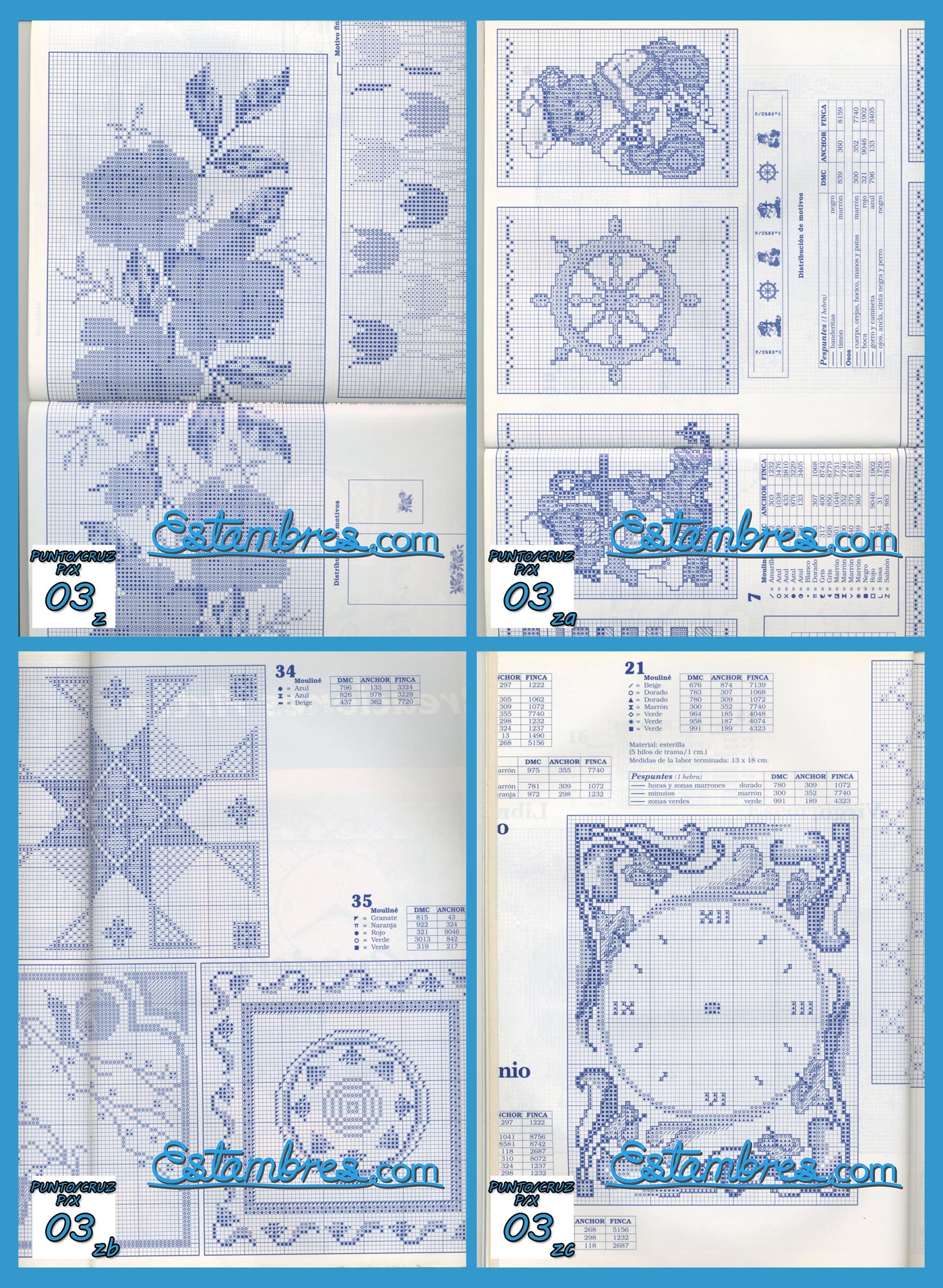 Revista Española de Punto de Cruz de la coleccion Artime, contiene muestras elaboradas en punto de cruz, con sus respectivos esquemas de Punto de Cruz, y su respectiva lista de colores a usar, para cada grafico.