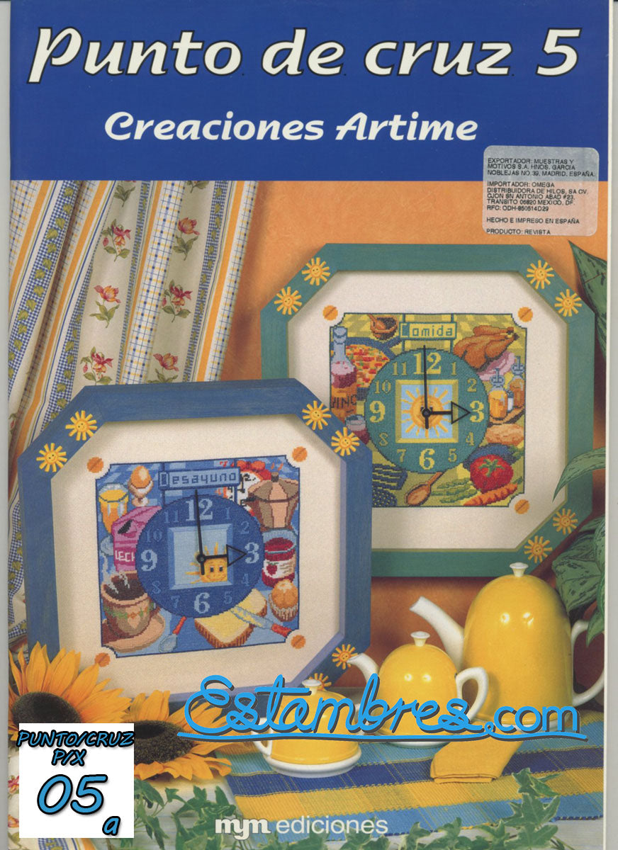 Revista Española de Punto de Cruz de la coleccion Artime, contiene muestras elaboradas en punto de cruz, con sus respectivos esquemas de Punto de Cruz, y su respectiva lista de colores a usar, para cada grafico.