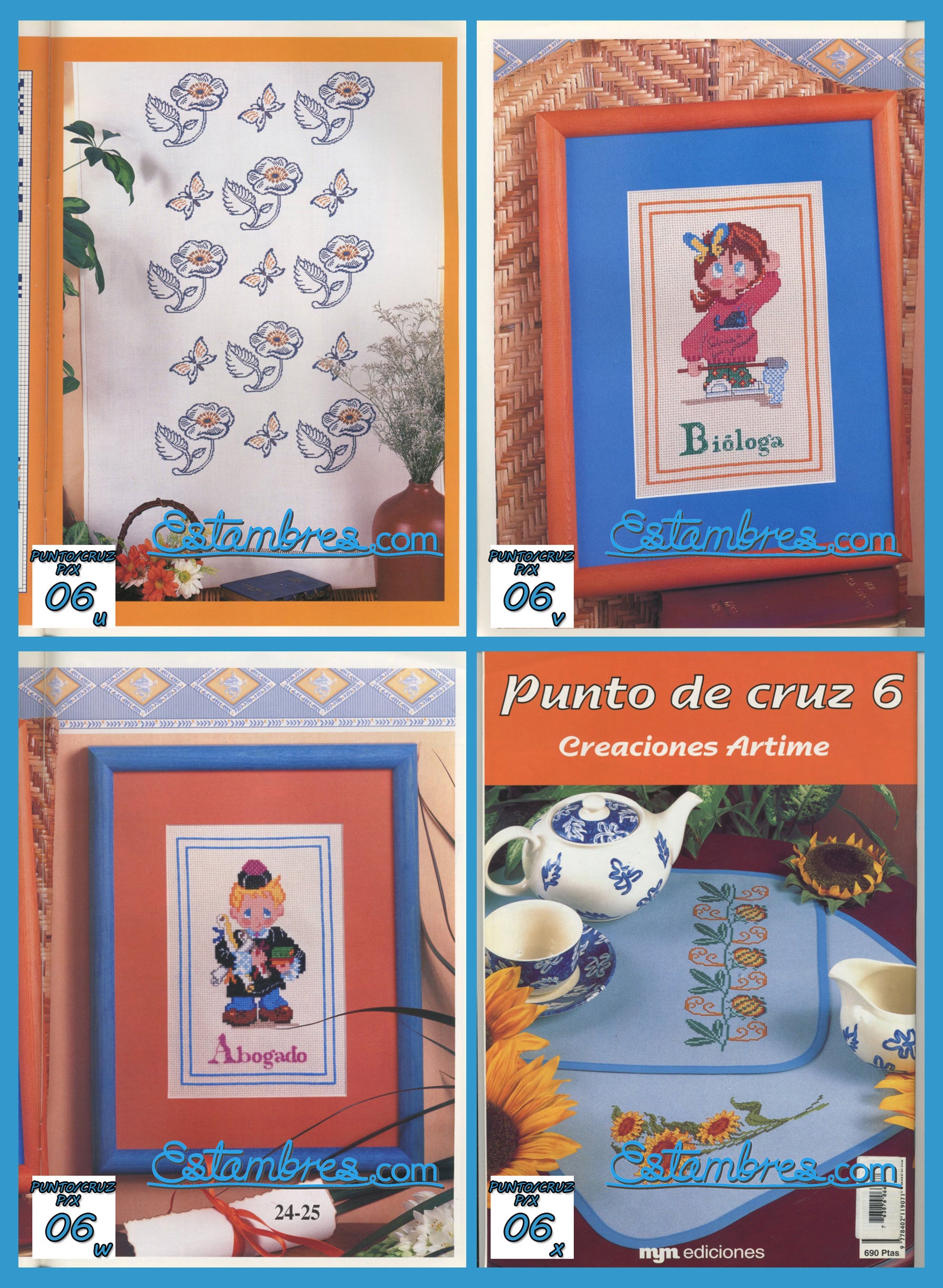 Revista Española de Punto de Cruz de la coleccion Artime, contiene muestras elaboradas en punto de cruz, con sus respectivos esquemas de Punto de Cruz, y su respectiva lista de colores a usar, para cada grafico.