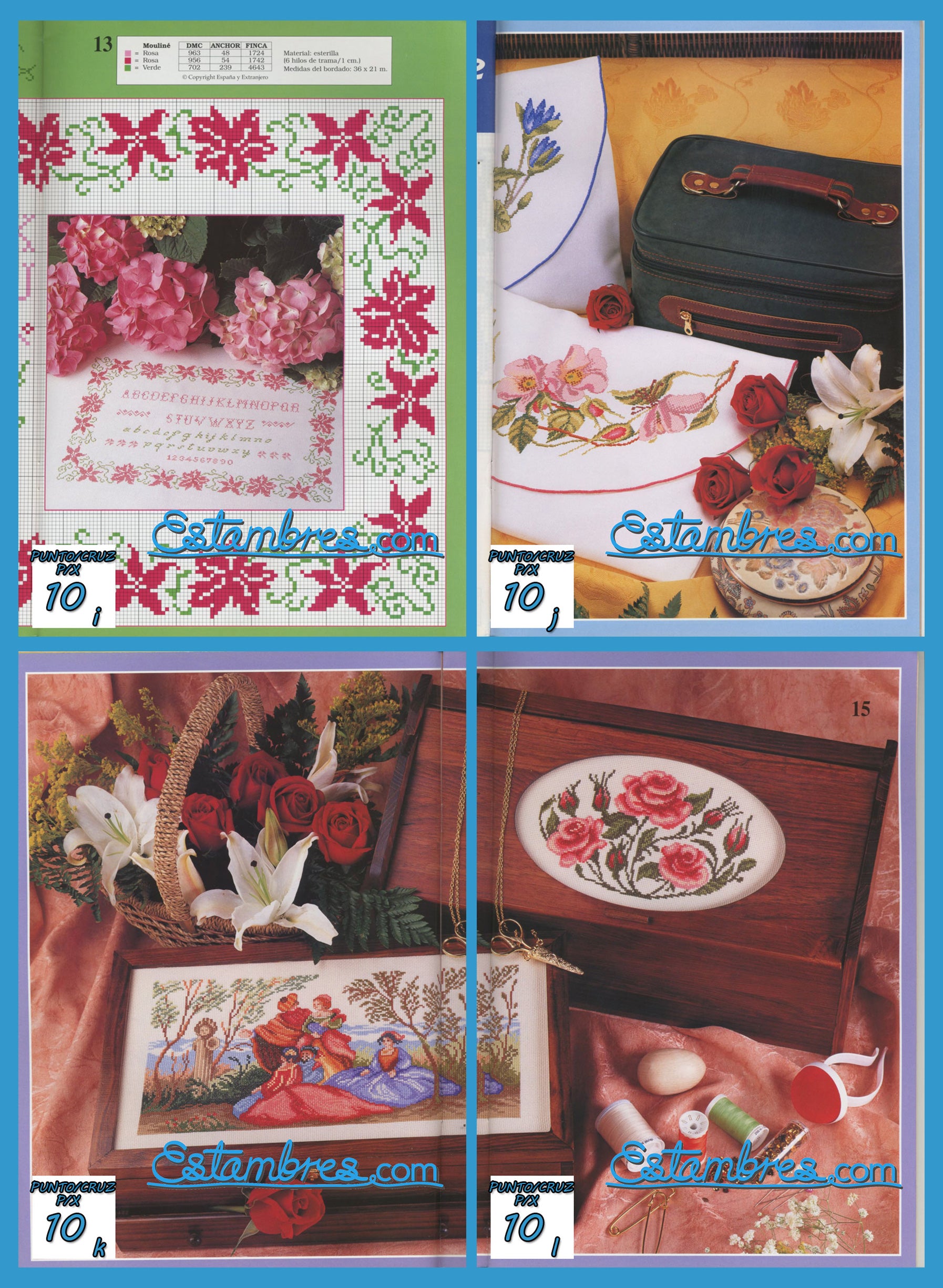 Revista Española de Punto de Cruz de la coleccion Artime, contiene muestras elaboradas en punto de cruz, con sus respectivos esquemas de Punto de Cruz, y su respectiva lista de colores a usar, para cada grafico.