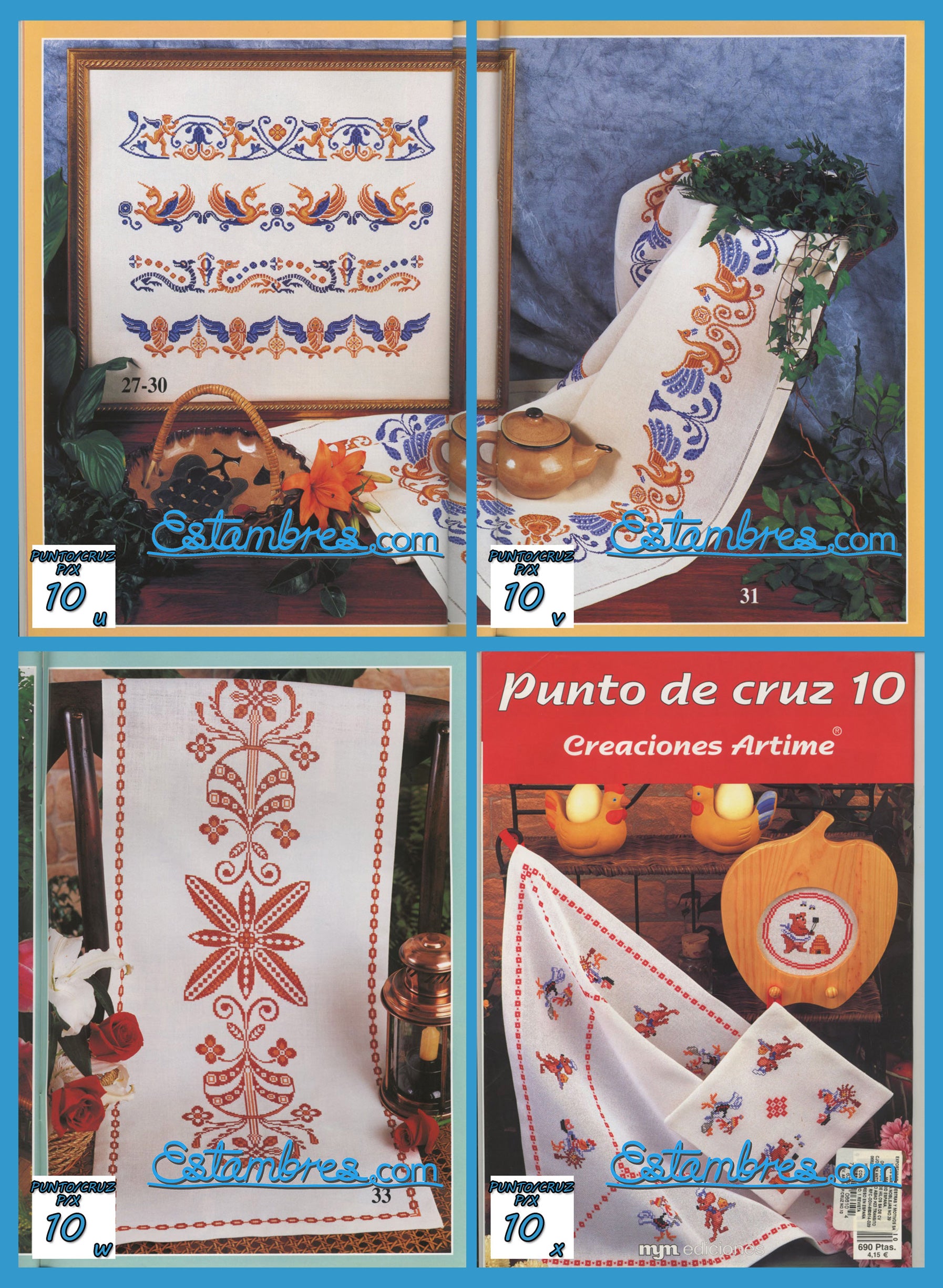 Revista Española de Punto de Cruz de la coleccion Artime, contiene muestras elaboradas en punto de cruz, con sus respectivos esquemas de Punto de Cruz, y su respectiva lista de colores a usar, para cada grafico.