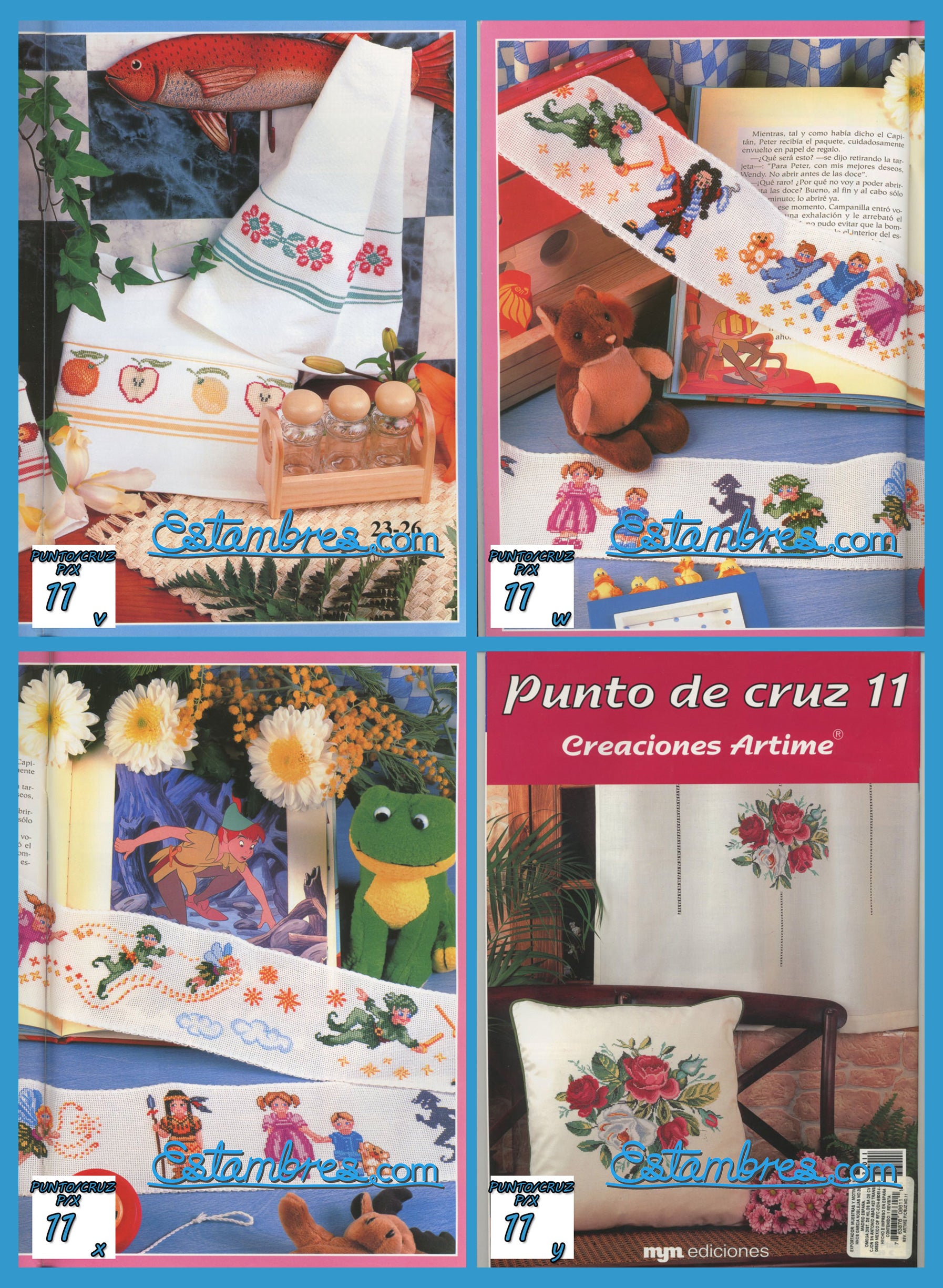 Revista Española de Punto de Cruz de la coleccion Artime, contiene muestras elaboradas en punto de cruz, con sus respectivos esquemas de Punto de Cruz, y su respectiva lista de colores a usar, para cada grafico.