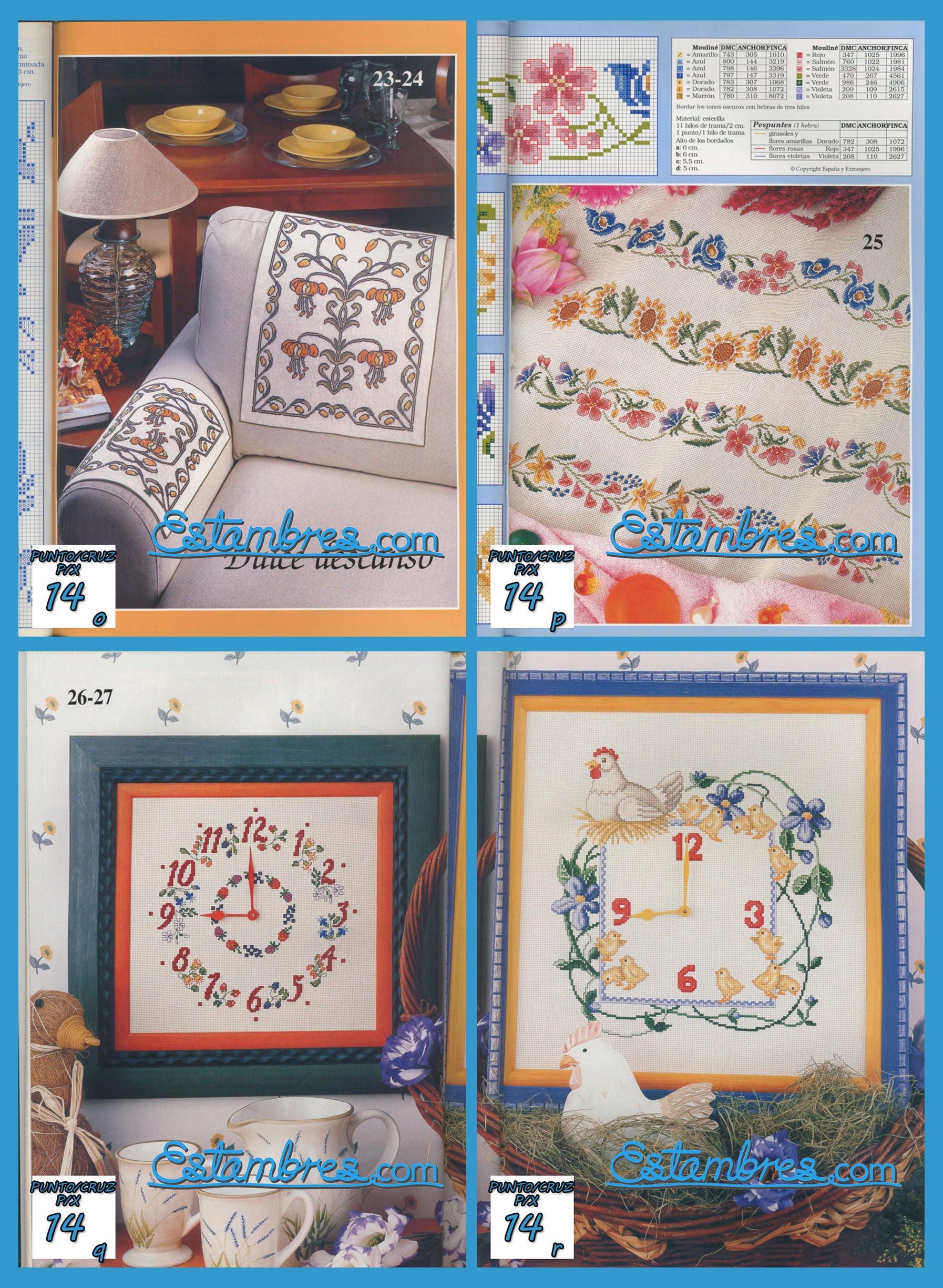 Revista Española de Punto de Cruz de la coleccion Artime, contiene muestras elaboradas en punto de cruz, con sus respectivos esquemas de Punto de Cruz, y su respectiva lista de colores a usar, para cada grafico.