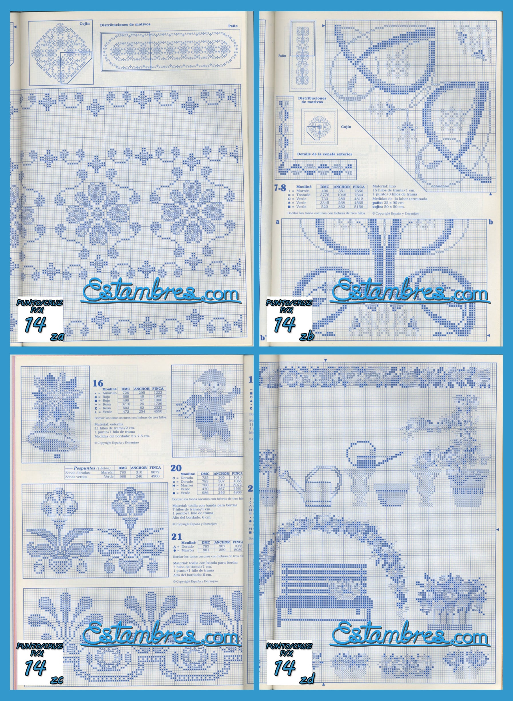 Revista Española de Punto de Cruz de la coleccion Artime, contiene muestras elaboradas en punto de cruz, con sus respectivos esquemas de Punto de Cruz, y su respectiva lista de colores a usar, para cada grafico.