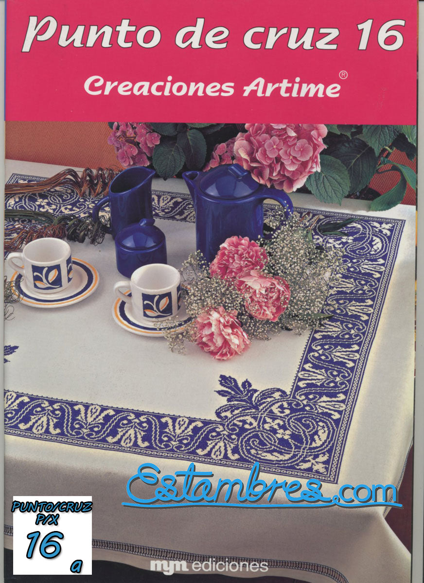 Revista Española de Punto de Cruz de la coleccion Artime, contiene muestras elaboradas en punto de cruz, con sus respectivos esquemas de Punto de Cruz, y su respectiva lista de colores a usar, para cada grafico.