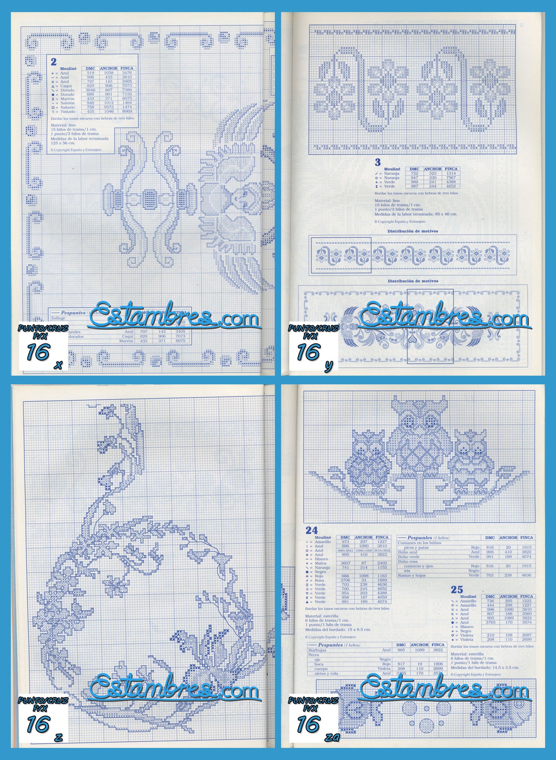 Revista Española de Punto de Cruz de la coleccion Artime, contiene muestras elaboradas en punto de cruz, con sus respectivos esquemas de Punto de Cruz, y su respectiva lista de colores a usar, para cada grafico.