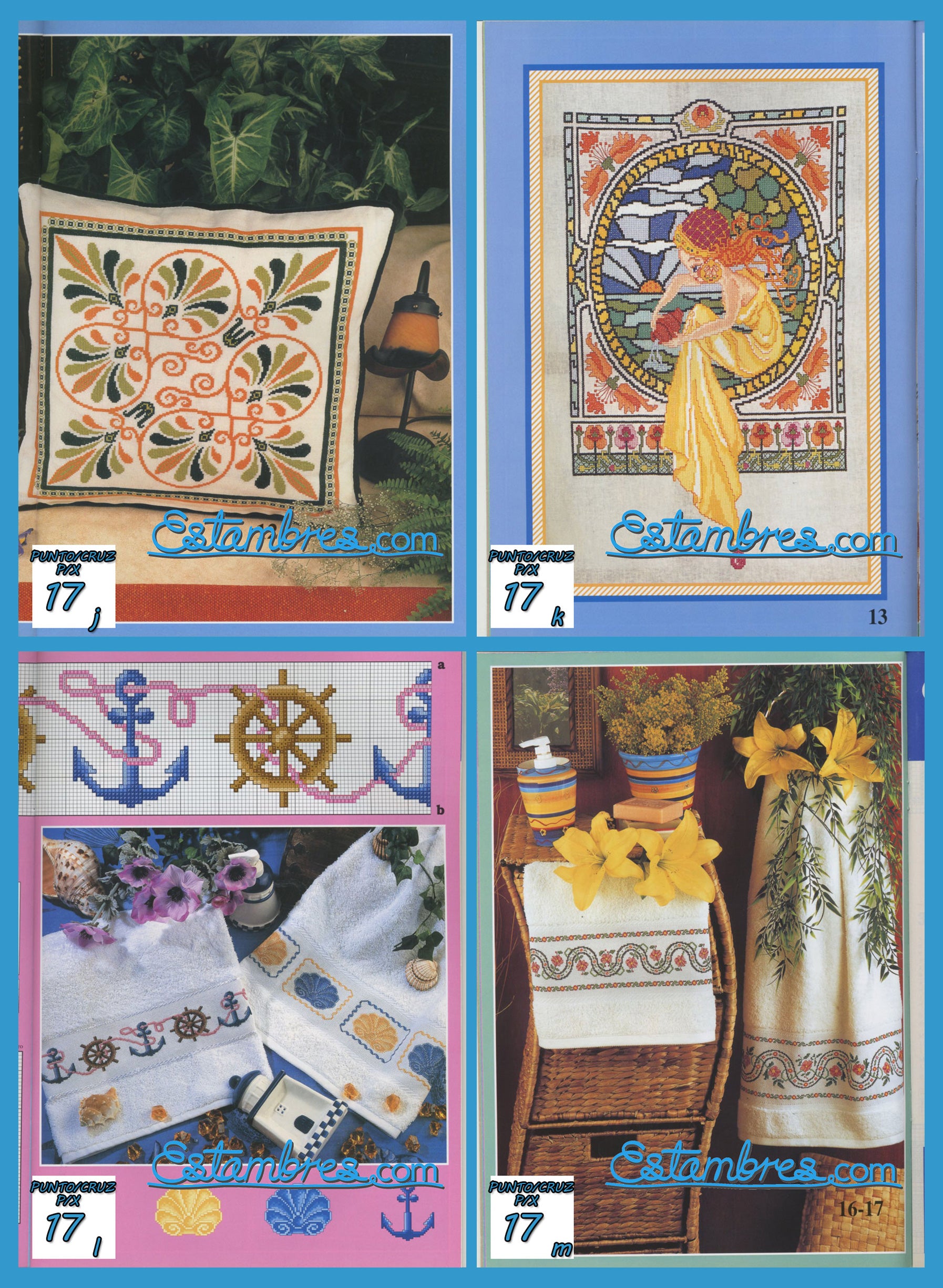 Revista Española de Punto de Cruz de la coleccion Artime, contiene muestras elaboradas en punto de cruz, con sus respectivos esquemas de Punto de Cruz, y su respectiva lista de colores a usar, para cada grafico.