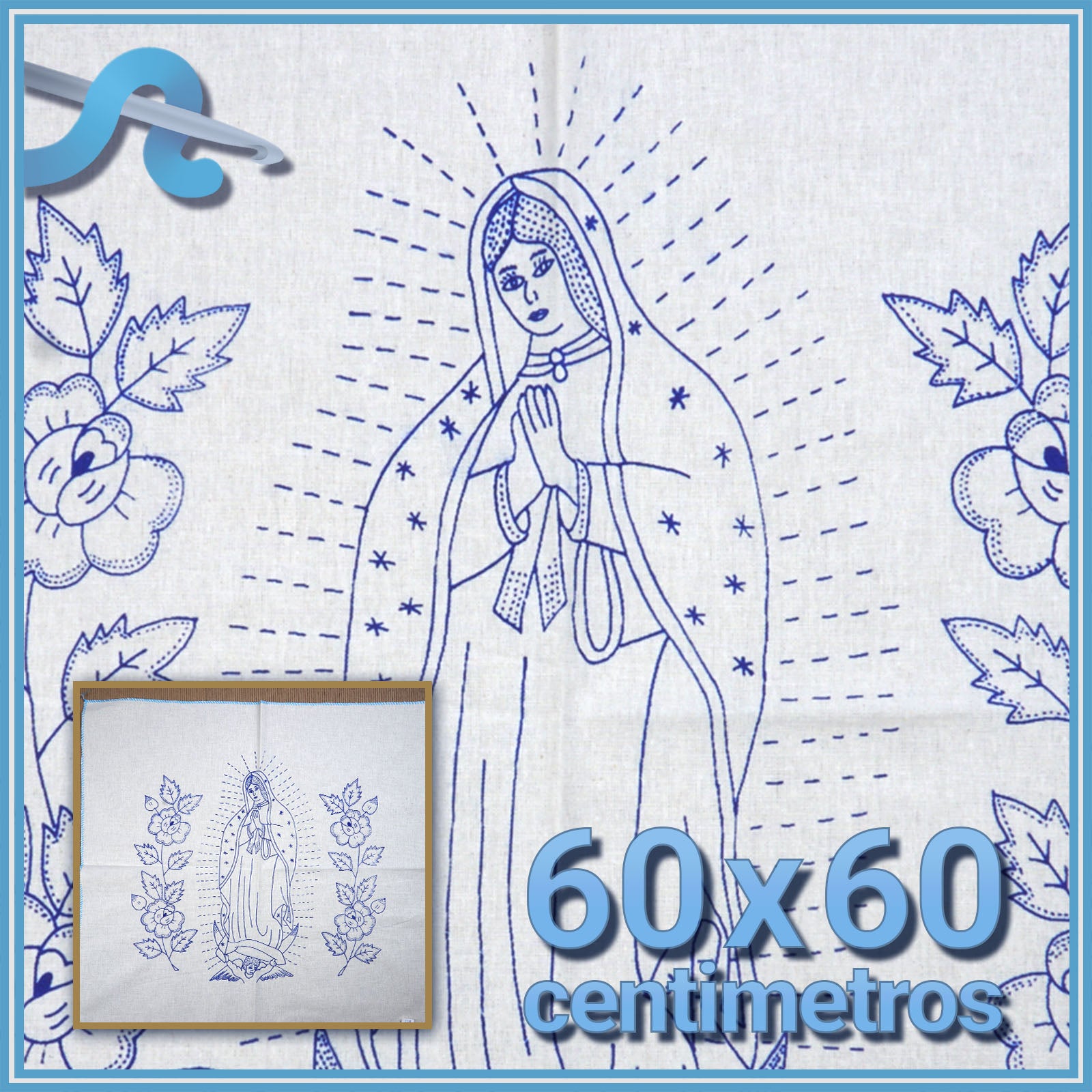 Virgen - Manta 45x50cm para Bordar, Esquemas en Manta para Bordar, Servilleta