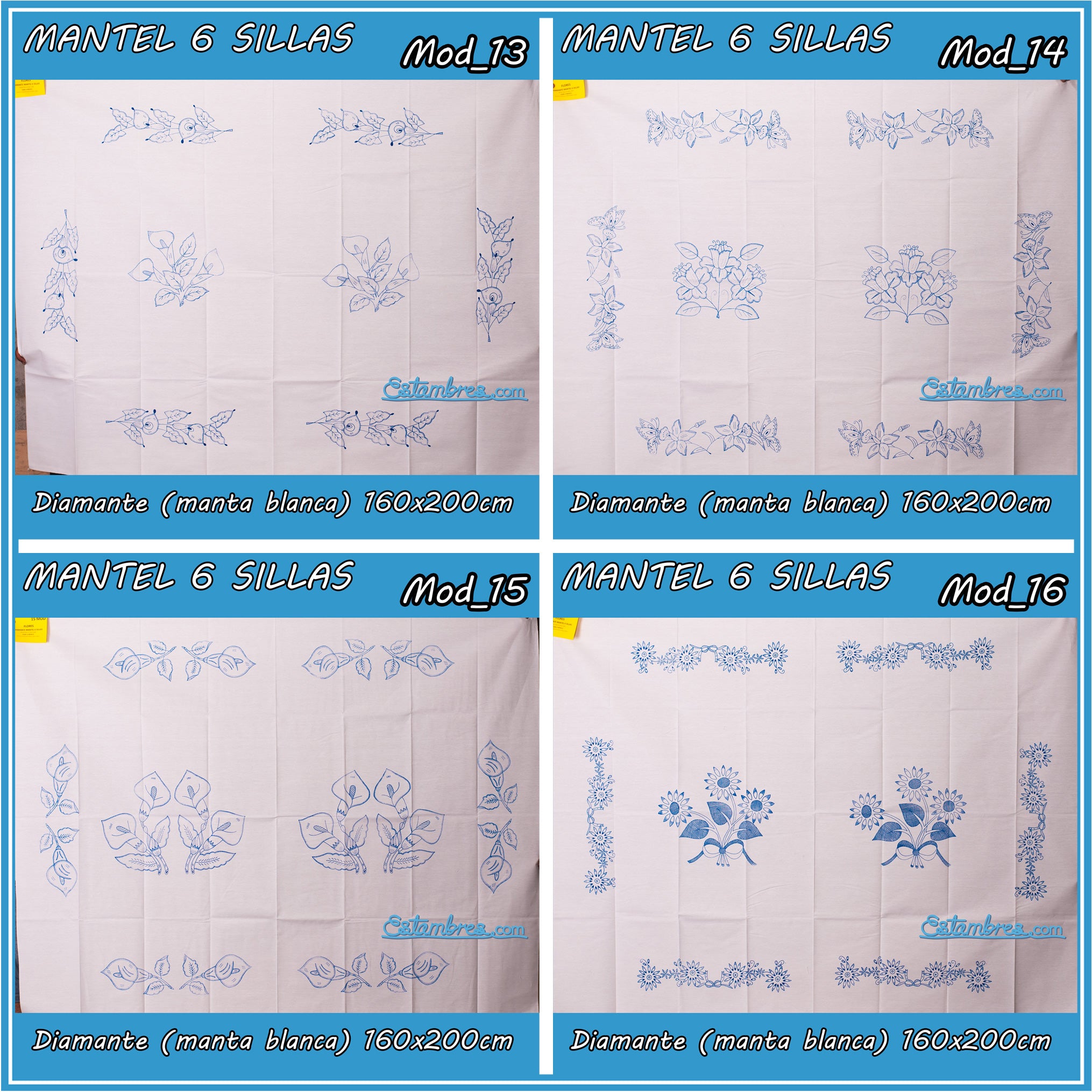 Mantel Diamante para Bordar de 6 Sillas