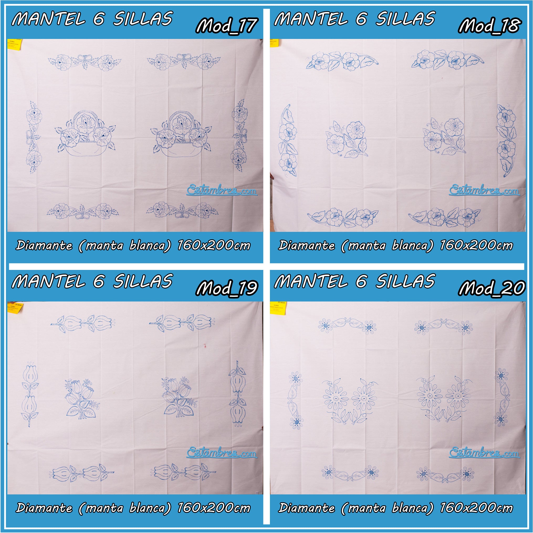 Mantel Diamante para Bordar de 6 Sillas