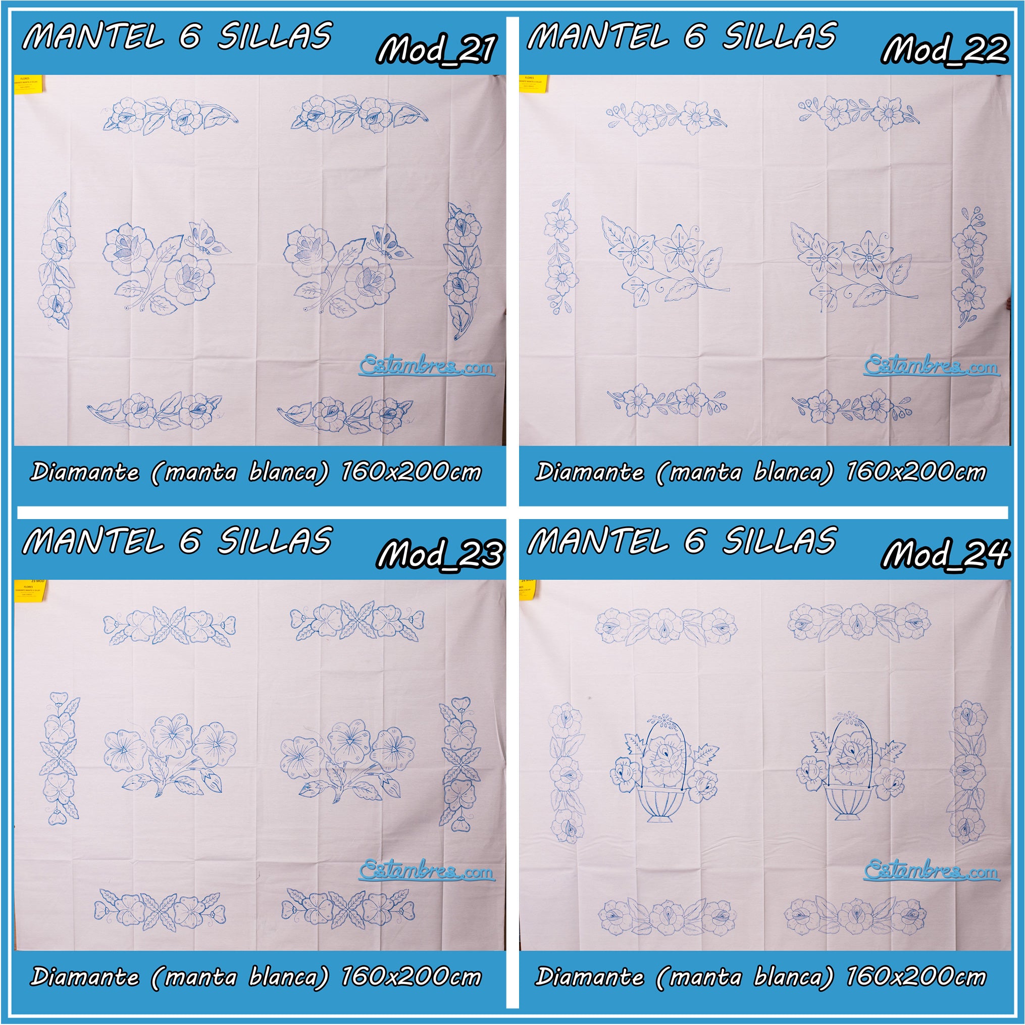 Mantel Diamante para Bordar de 6 Sillas