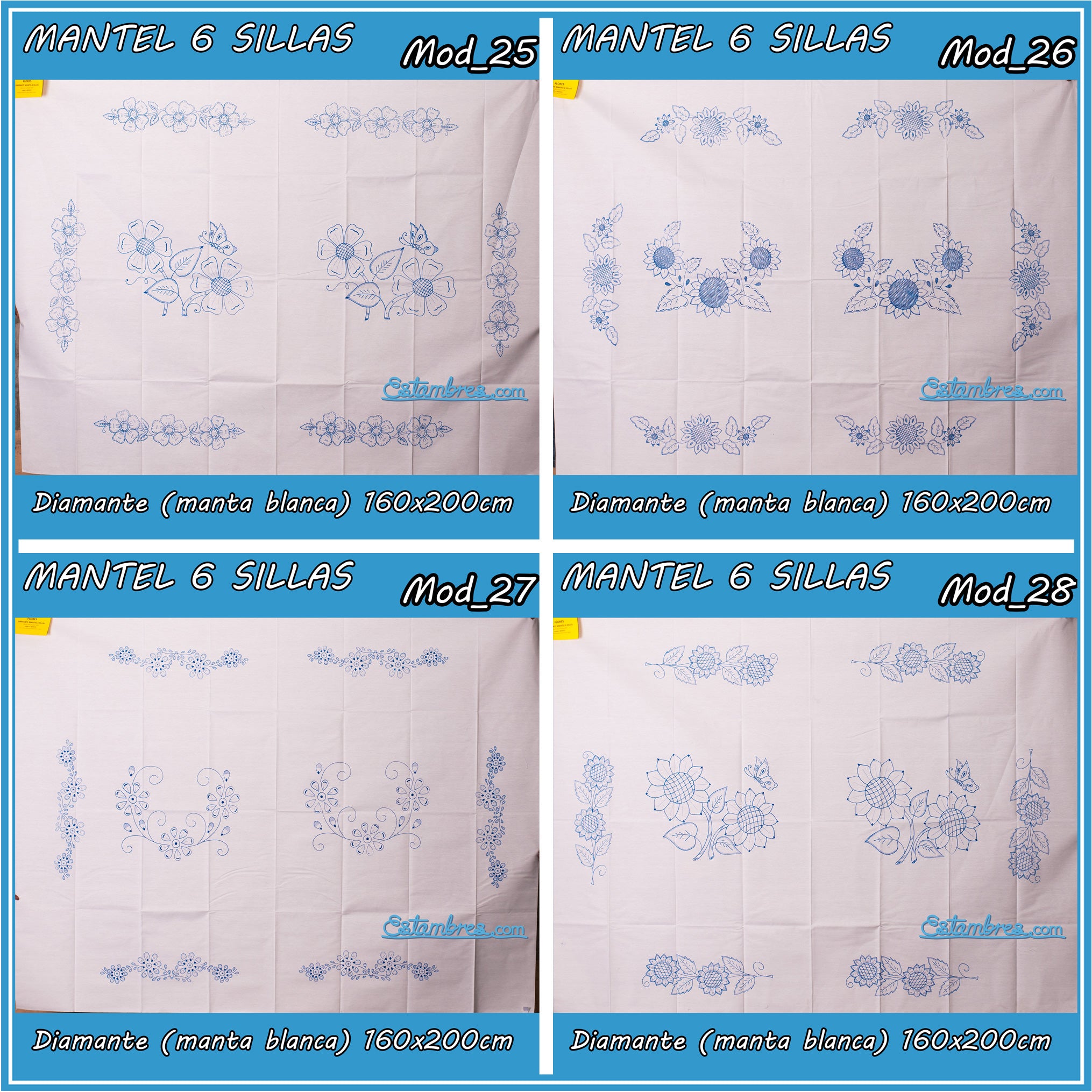 Mantel Diamante para Bordar de 6 Sillas