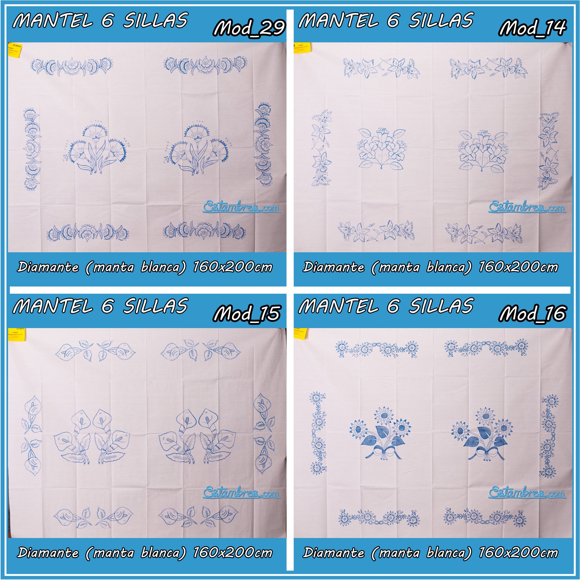 Mantel Diamante para Bordar de 6 Sillas