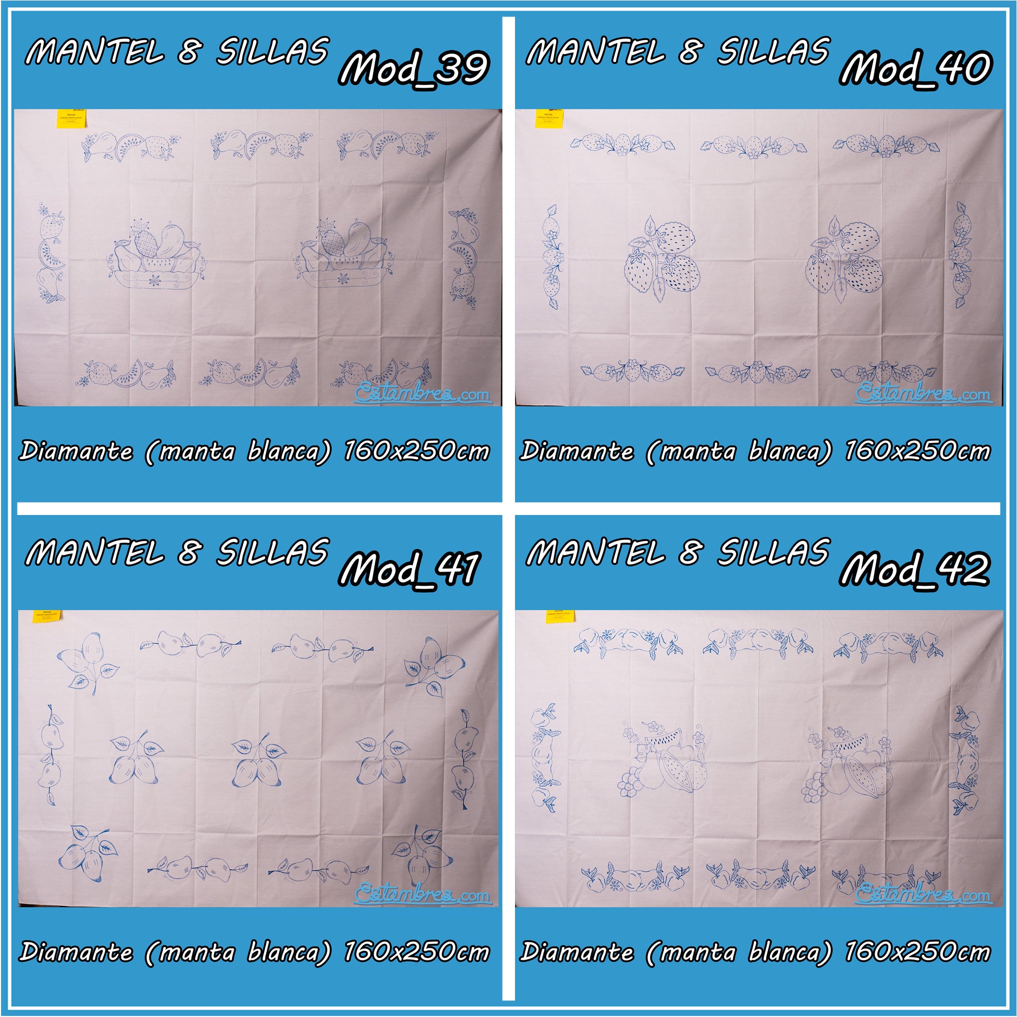 Mantel Diamante para Bordar de 8 Sillas