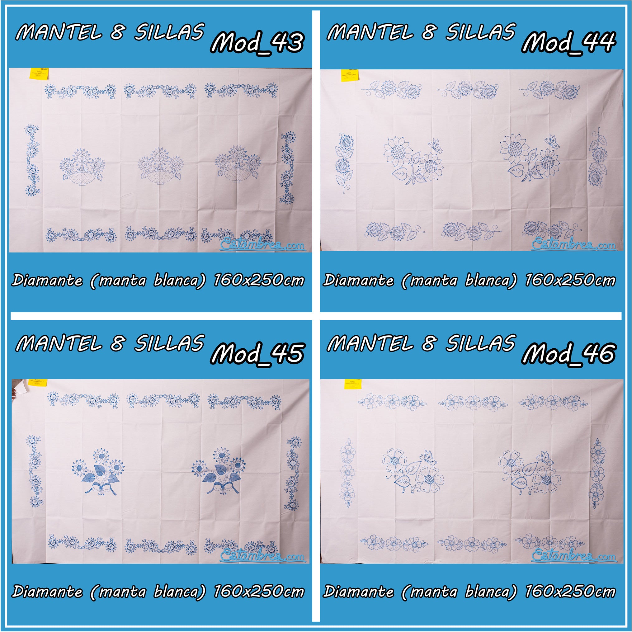 Mantel Diamante para Bordar de 8 Sillas