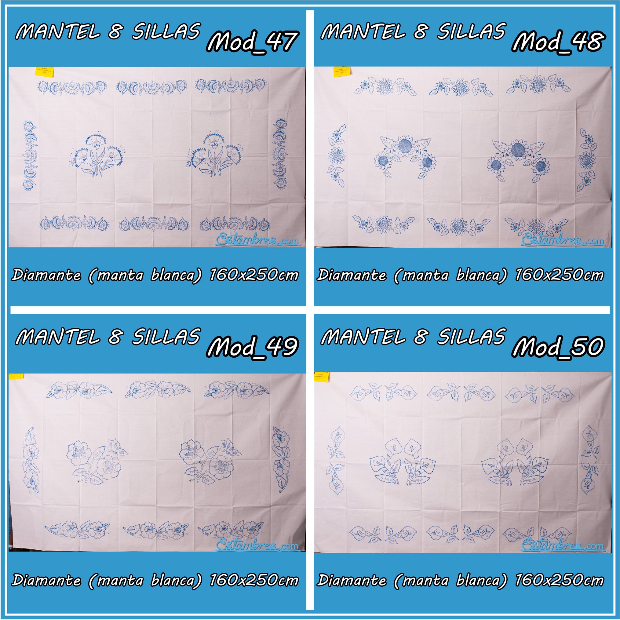 Mantel Diamante para Bordar de 8 Sillas