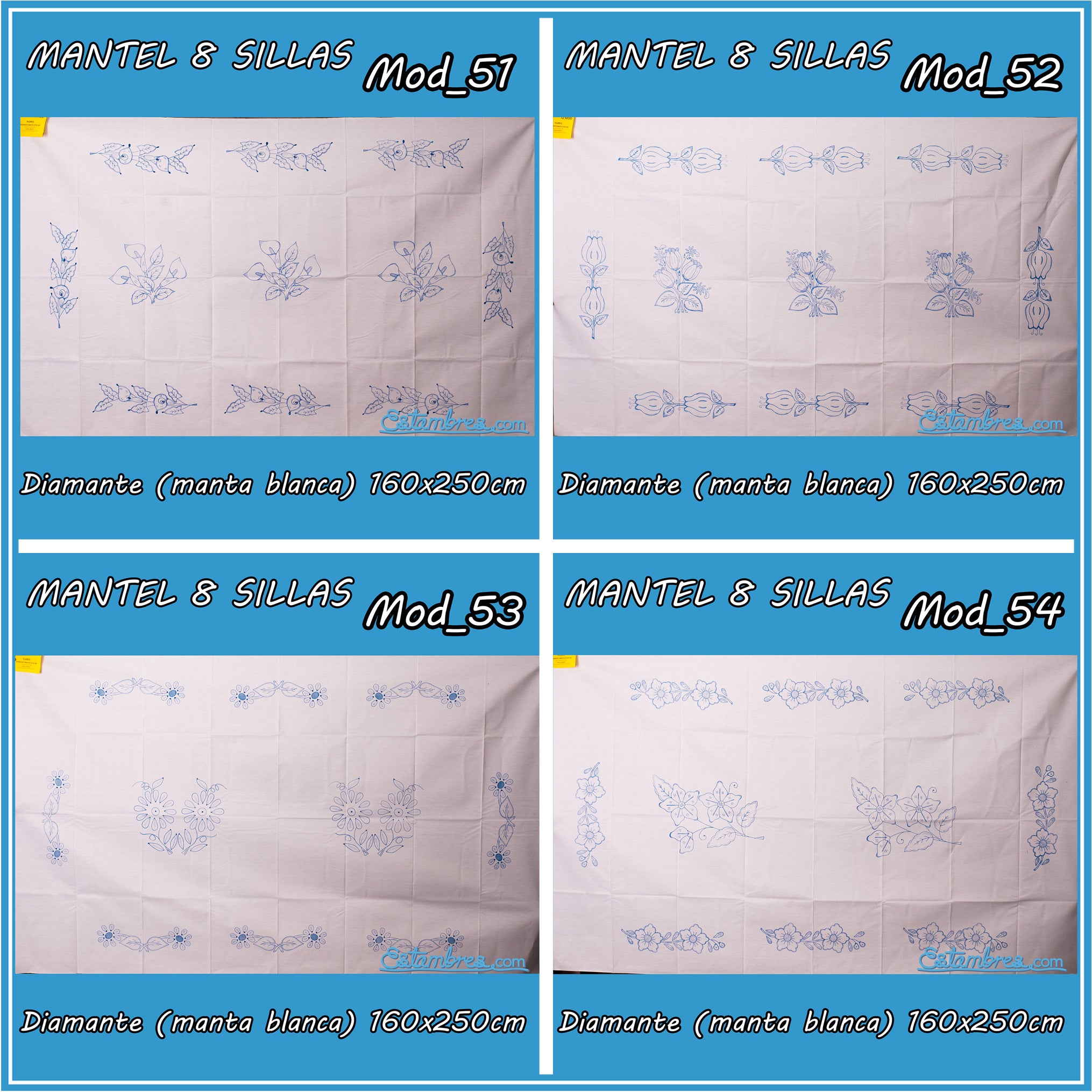 Mantel Diamante para Bordar de 8 Sillas