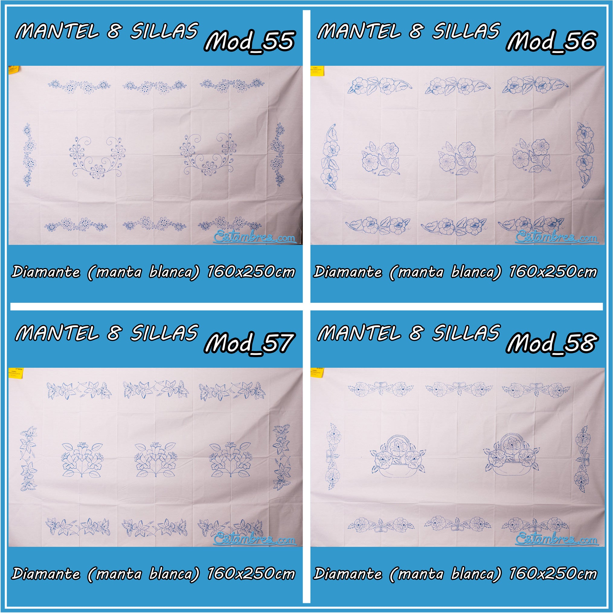 Mantel Diamante para Bordar de 8 Sillas