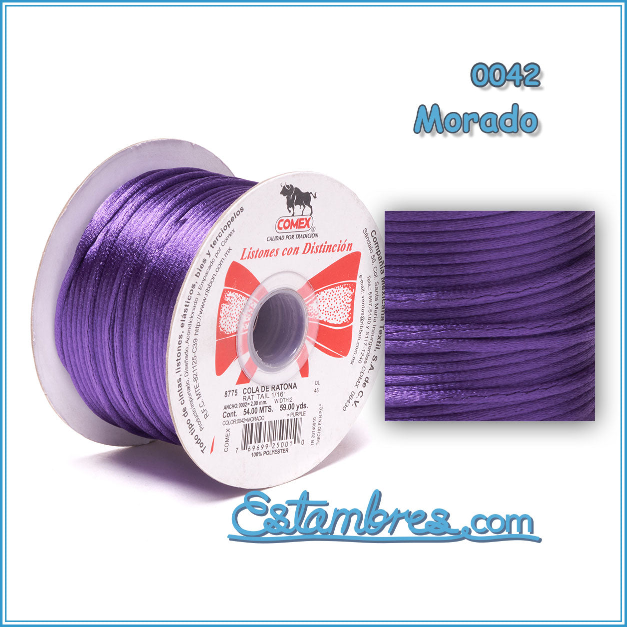 La Casa del Artesano-Cordon de seda cola de raton de 2mms. *100mts. varios  colores