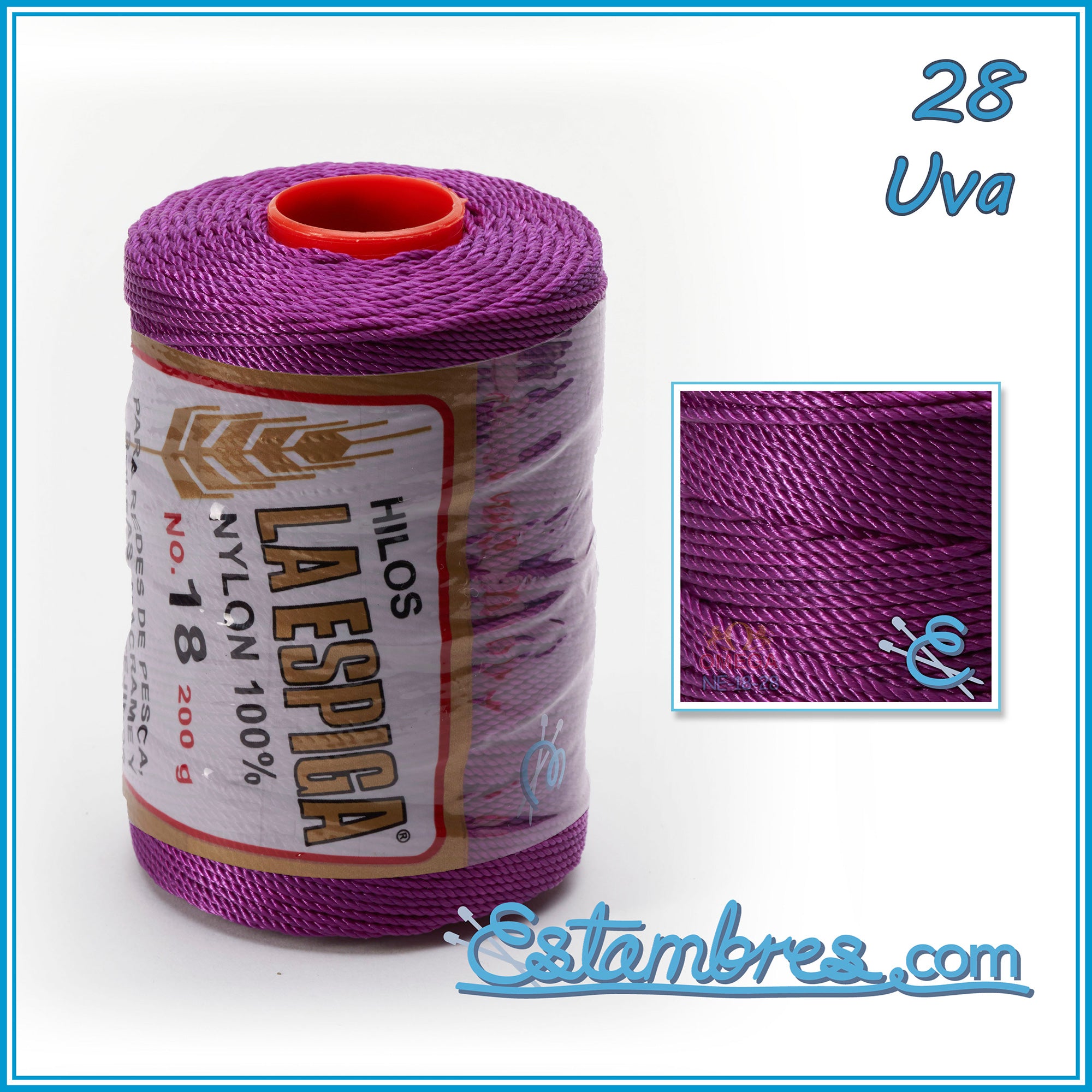 La Espiga No.18 100% Nylon Omega, Crochet Thread, Thread for Crafts, Nylon  for Knitting and Crochet, Nylon Thread, String Cord for Crochet 